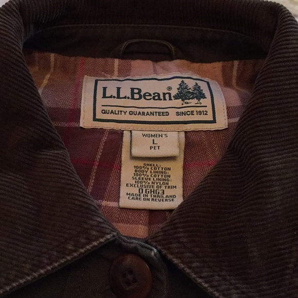 L.L. Bean army green100%cotton brown corduroy trim - Picture 4 of 8